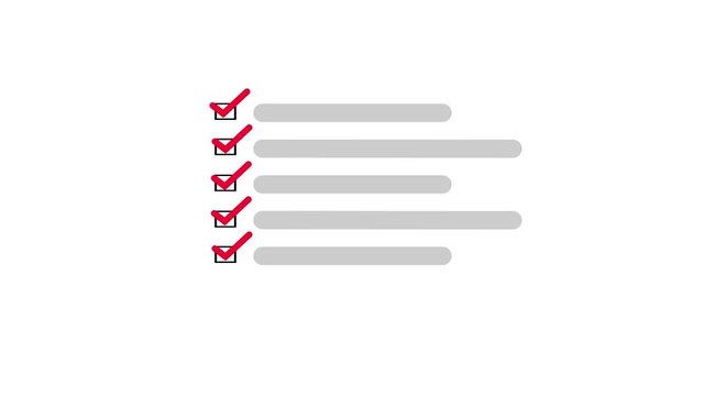 Checklist line icon animation. document marking, tick mark icon animation on black background
