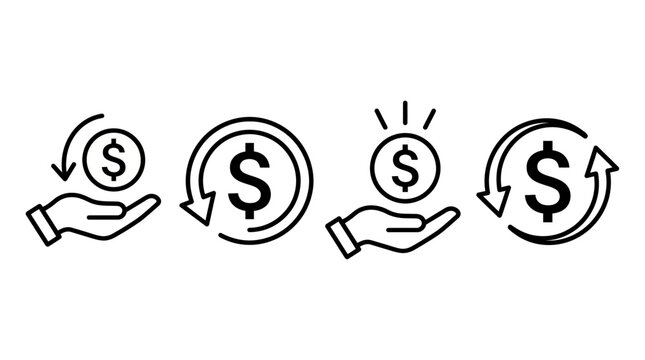Financial transaction sequence illustrating money flow exchange and circular economy concepts in a minimalist style
