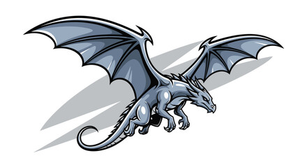 Fototapeta premium Flying dragon illustration with outstretched wings in detailed vector style