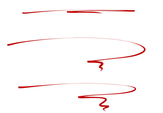 red swoosh underline set hand drawn brush strokes png transparent
