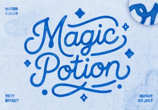 Watercolor Splashes Text Effect &ndash; Aquarelle Typography for Logo, Poster & Branding (PSD)