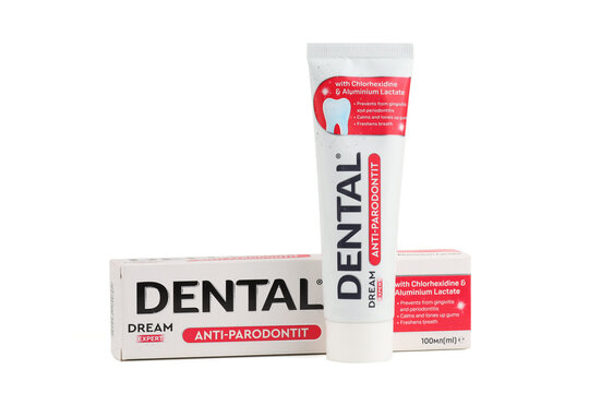 LVIV, UKRAINE - March 31, 2026: Dental cream for gum care with Chlorhexidine