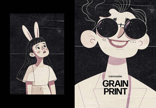 Grain Print Photo Effect &ndash; Worn Paper for Poster & Social Media (PSD)