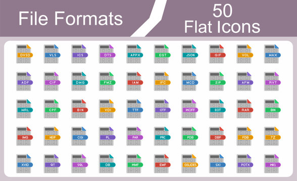 File Extensions Flat Icons Set