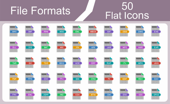 File Extensions Flat Icons Set