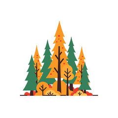 Obraz premium Minimalist autumn forest vector illustration with stylized trees