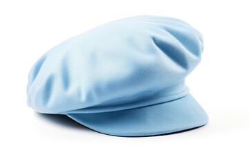 Fototapeta premium Blue french cap beret white background protection turquoise.