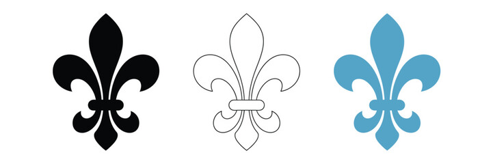 Fleur de lis elegant heraldry symbol, monochrome lily design, antique monarchy emblem, decorative banner element on transparent background © Sidratul Muntaha 4