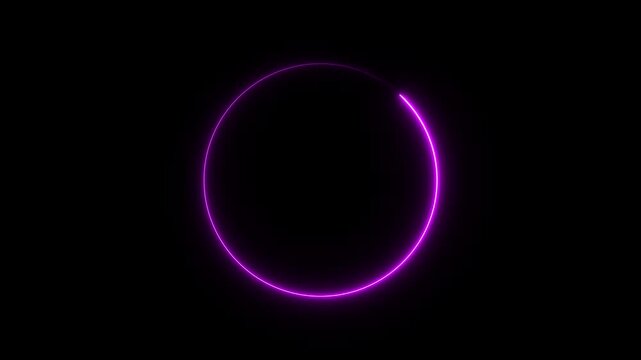Round circle picture frame with two tone neon color shade motion graphic on isolated black background. Blue and pink light moving for overlay element. 4K footage video effect seamless loop
