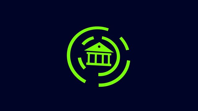 Bank Building Icon Isolated. Bank building icon animation.