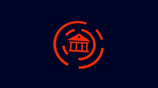 Bank Building Icon Isolated. Bank building icon animation.