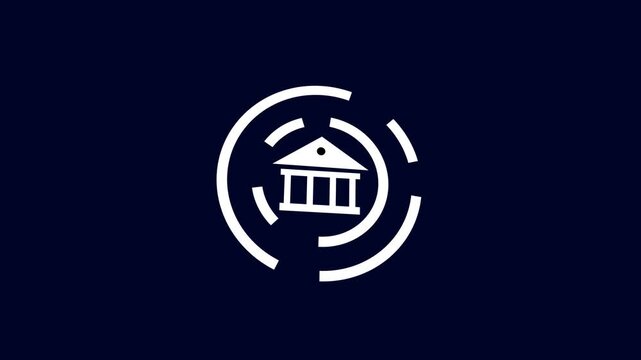 Bank Building Icon Isolated. Bank building icon animation.