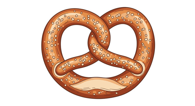 Fresh baked pretzel illustration on white background isolated for design