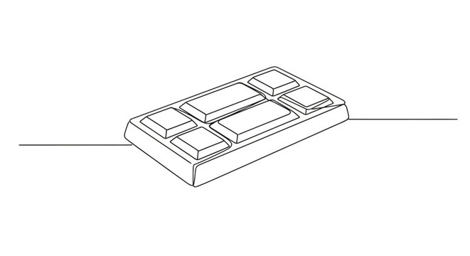 Minimalist outline of a numeric keypad on a thin line, simple vector illustration, white background