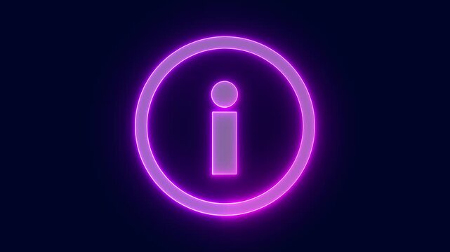Neon information sign animation icon, help desk info web neon sign circle icon sign