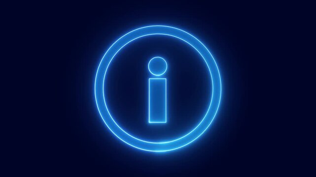 Neon information sign animation icon, help desk info web neon sign circle icon sign