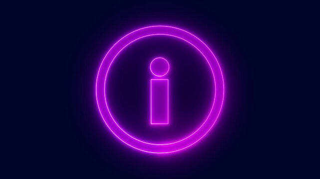 Neon information sign animation icon, help desk info web neon sign circle icon sign
