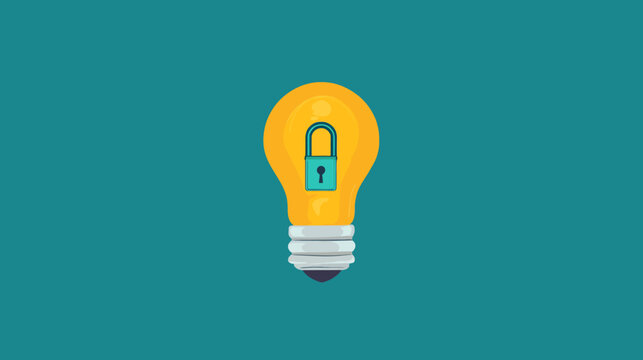 A lightbulb with a lock in it, against a teal background, symbolizing data protection