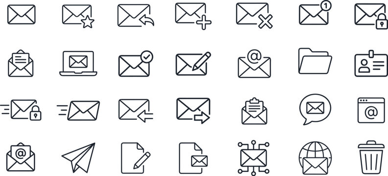 Set of Mail Line Icon. Send message icon vector templete. Vector illustration