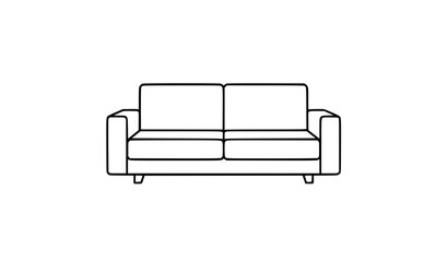 Minimal sofa line art vector modern couch icon living room furniture symbol isolated on white background © MDMAHABUB