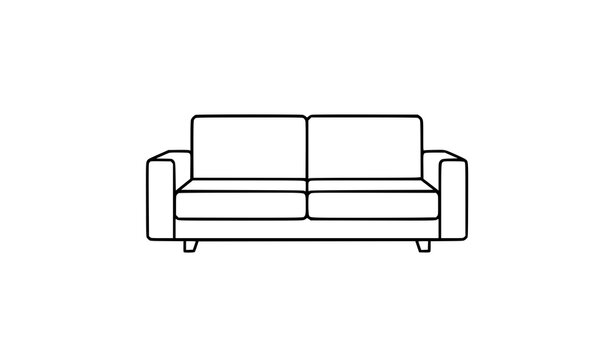 Minimal sofa line art vector modern couch icon living room furniture symbol isolated on white background