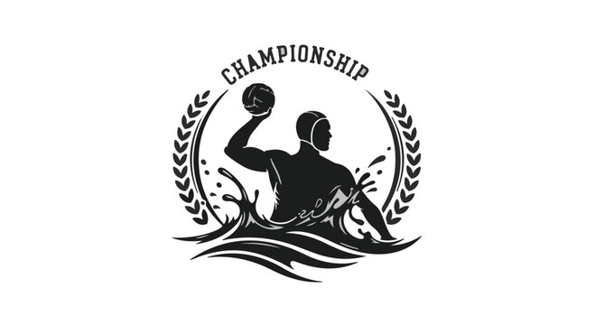 Water polo player throws a ball during a heated championship aquatic match game.