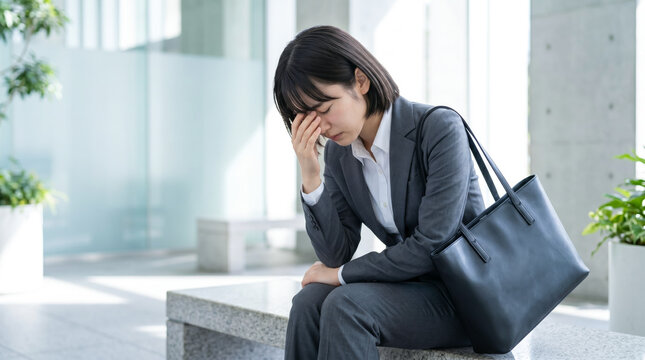 出勤途中、不安や憂鬱、めまいで出社できない女性