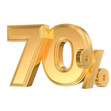 Three dimensional shiny golden seventy percent discount symbol for premium marketing sales high value offers