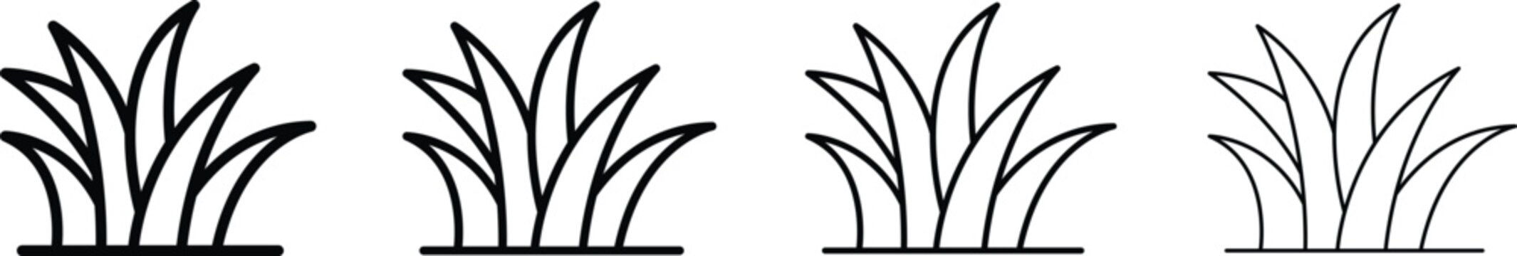 Simple grass outline Icons collection flat line vector design Illustration.