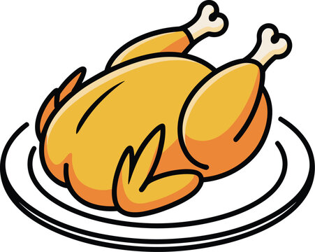 Deliciously Roasted Whole Chicken Presentation on a White Plate, Ready for Holiday Feasts, Family Gatherings, and Festive Celebrations; A Classic Comfort Food Icon for Thanksgiving, Christmas, and Spe