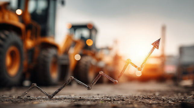 Construction growth trends urban site infographic industrial environment close-up economic development