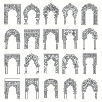 Ornate Islamic Arches Collection - Intricate Arabesque Architectural Designs