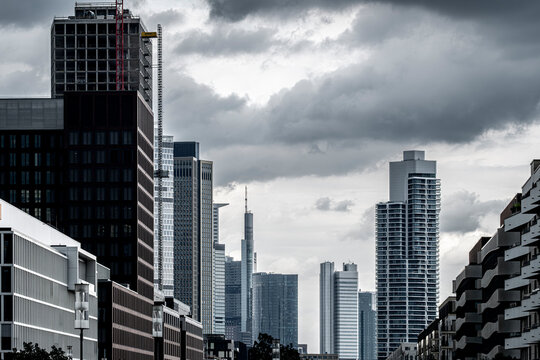 Urban Frankfurt Bankenviertel cityscape where skyscrapers towers and offices shape the Germany skyline and architecture tells a modern finance district atmosphere
