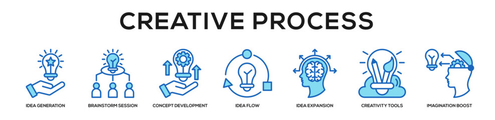 blue - Creative Process web banner icon vector illustration concept © Littlestar23