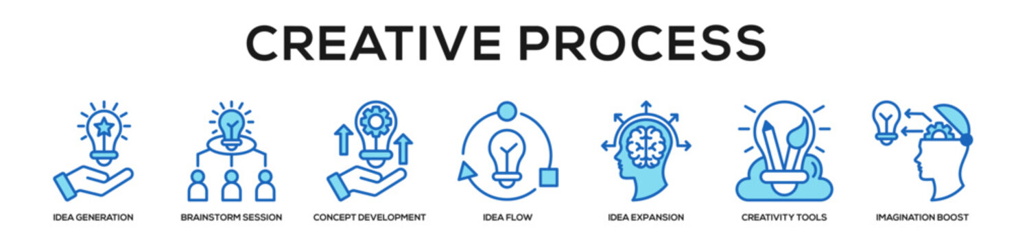 blue - Creative Process web banner icon vector illustration concept