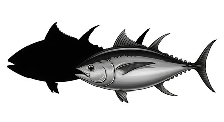 Fototapeta premium Graceful black tuna swimming in open waters