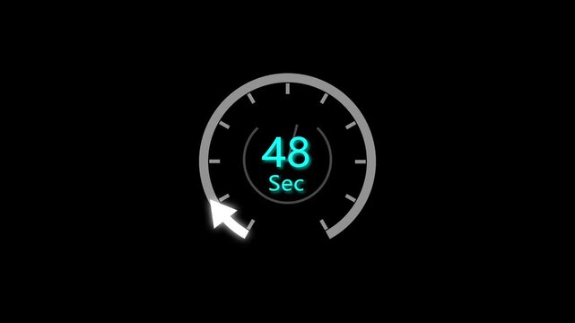 51 Sec clock icon animation. 51 to 0 Second countdown animation on black background and creating a stunning 4k animation.