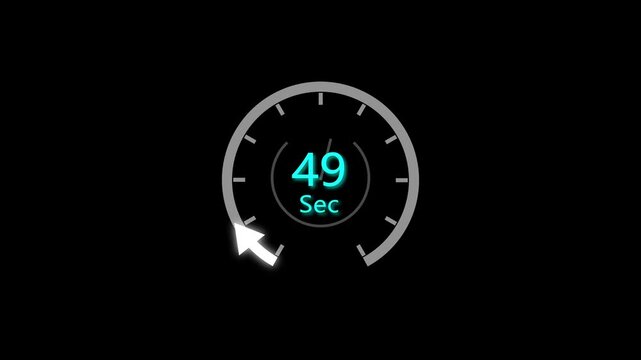 52 Sec clock icon animation. 52 to 0 Second countdown animation on black background and creating a stunning 4k animation.