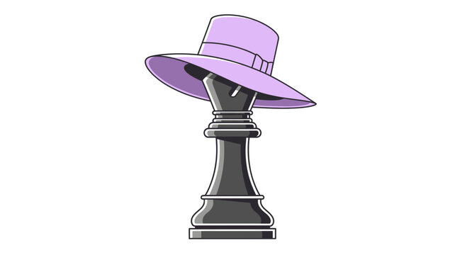 Purple hat on chess piece.