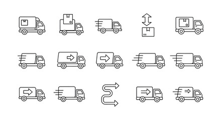 Fototapeta premium Delivery trucks with arrows moving fast.