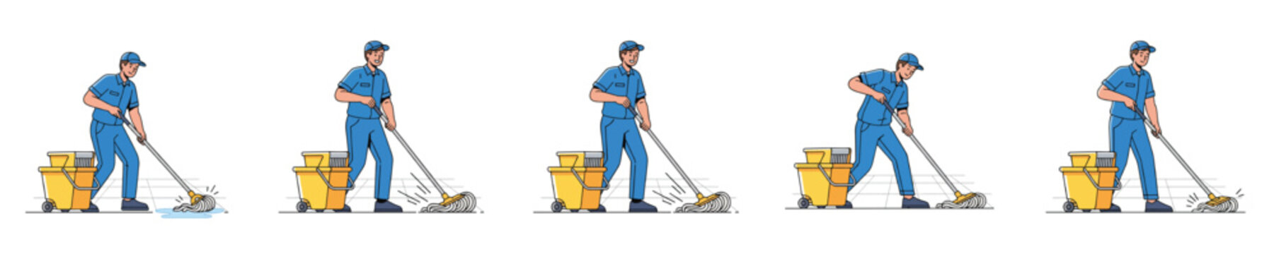 picture of a school janitor mopping the floor