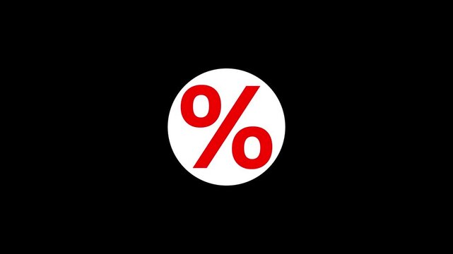Animated Percentage Symbol Reveal on a Transparent Background for Statistical Presentation