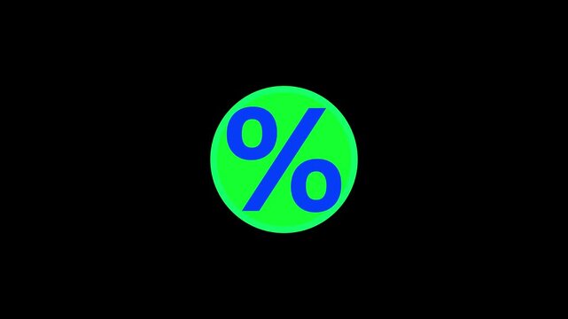 Animated Percentage Symbol Reveal on a Transparent Background for Statistical Presentation