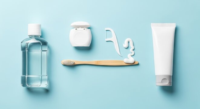 Natural bamboo toothbrush with toothpaste and dental care supplies for daily oral hygiene maintenance and healthy teeth cleaning routine for families at home to maintain fresh breath and gum