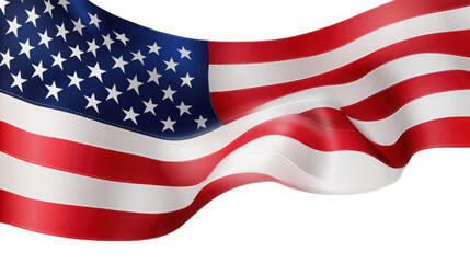Fototapeta premium Waving United States of America Flag with Realistic 3D Folds and Glossy Texture Isolated on White Background