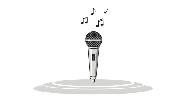 Microphone with music notes rising 1.
