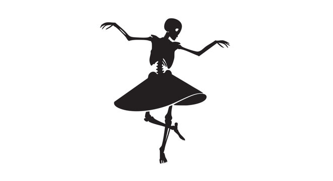 Skeleton dancing ballet in tutu with graceful pose artistic representation of skeletal structure.