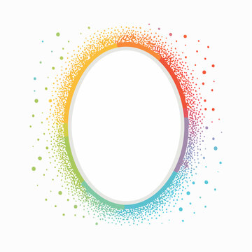 Rainbow Oval Frame with Scattered Dots