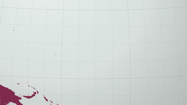 Marshall Islands map. Animated zoom into the country on the Globe in Pale Mint Dark Pink color palette. Country logo animation with round text and airplanes. Map with meridians, parallels.