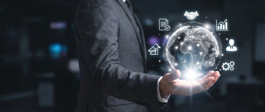 Business growth strategies in a modern office environment insights and data visualization professional perspective on global market trends